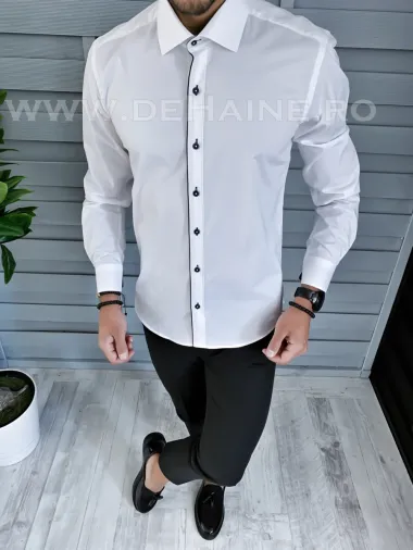 Camasa barbati alba slim fit B1364 11-3